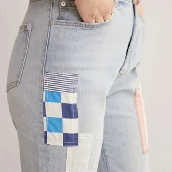 Patchwork Jeans 27 High Rise Light Wash Anthropologie - Picture 6 of 8